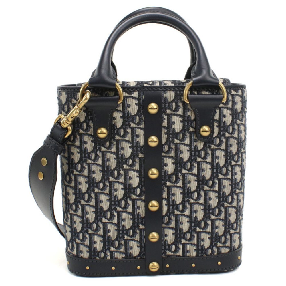 Christian Dior DIOR Dior Handbag, 2-Way, Oblique, Women's, Navy